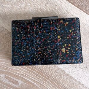 NWT Sondra Roberts Convertible Clutch Black with Splatter Paint Rectangular Bag